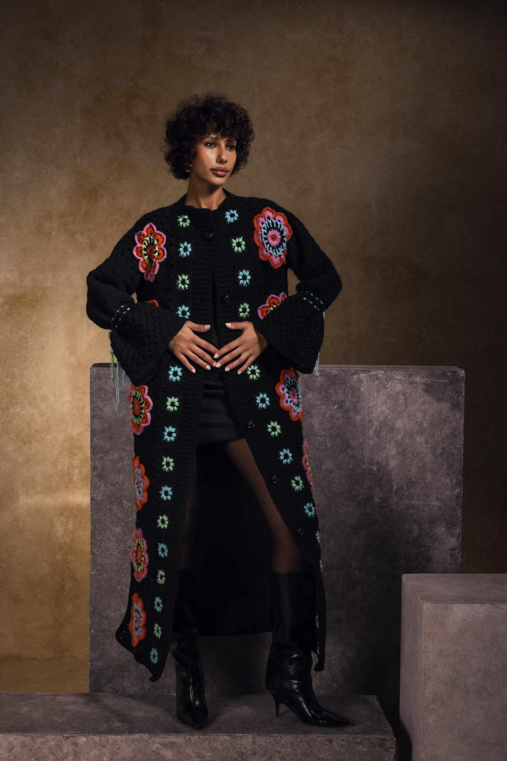 Black Canvas Bloom Coat - Image 2